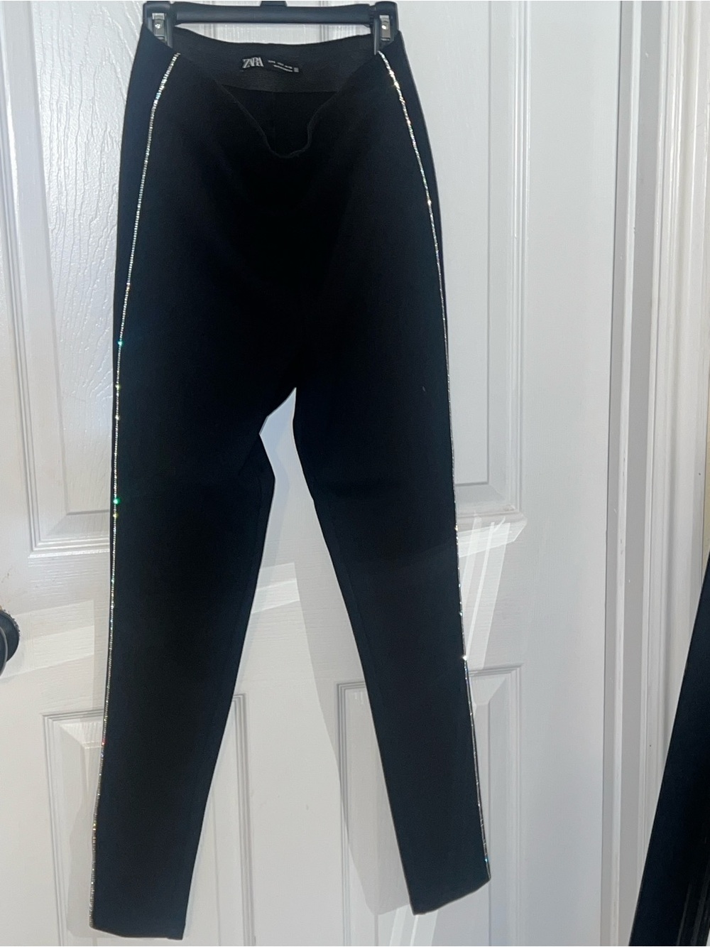 Zara Black Leggings with Iridescent Side Trim